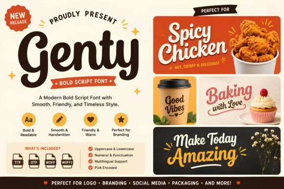 Genty: A Bold Script for Standout Branding